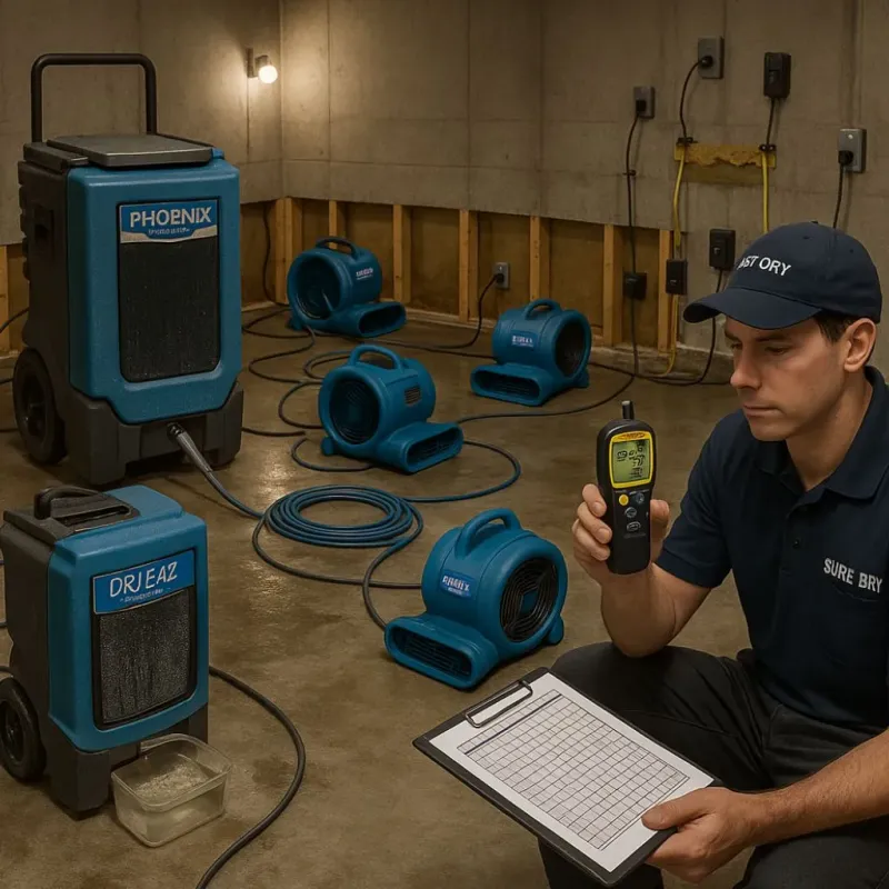Structural Drying and Dehumidification process in West Hollywood, CA